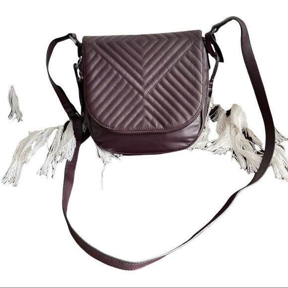 VINCE CAMUTO Bailey Dark Purple Vamp Leather Zip Around Crossbody Bag - Picture 4 of 14